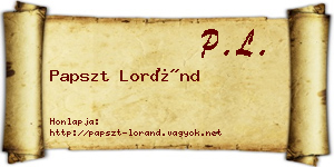 Papszt Loránd névjegykártya